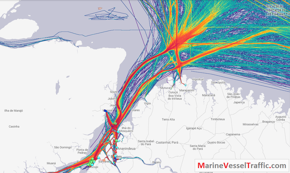 Live Marine Traffic, Density Map and Current Position of ships in MARAJO BAY